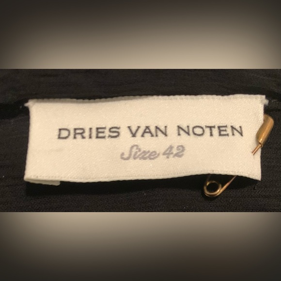 Dries Van Noten Clasan Ruffle Front Viscose Chiffon Shirt Black size US 10 FR42 - Picture 11 of 14